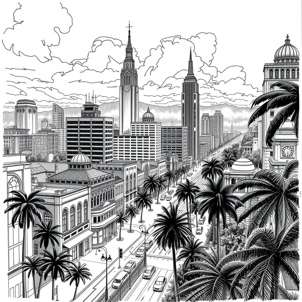 Darwin Cityscape in Art Deco and Art Nouveau Style