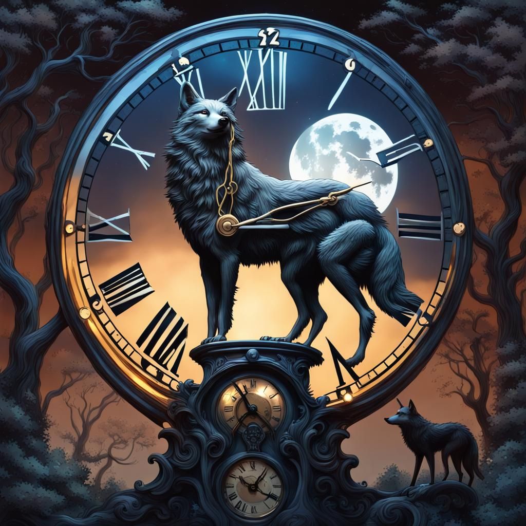 Glass Moon Clock Tower in Expressionist Style