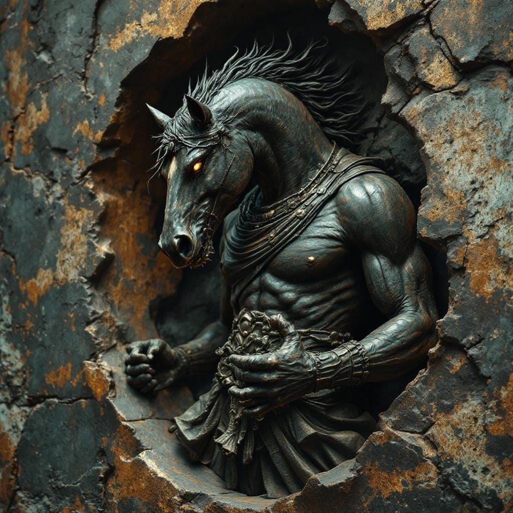 Bronze Bas-Relief of a Centaur Warrior