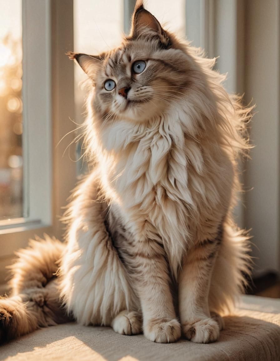 Ragdoll Cat in Golden Hour Light: Cinematic Photography