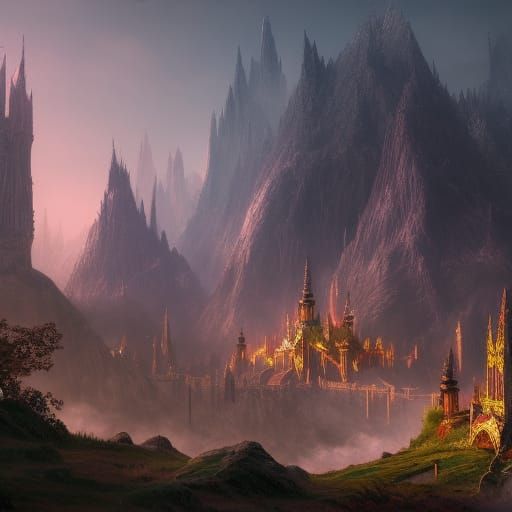 Fantastical Elven City Concept Art in Deep Color