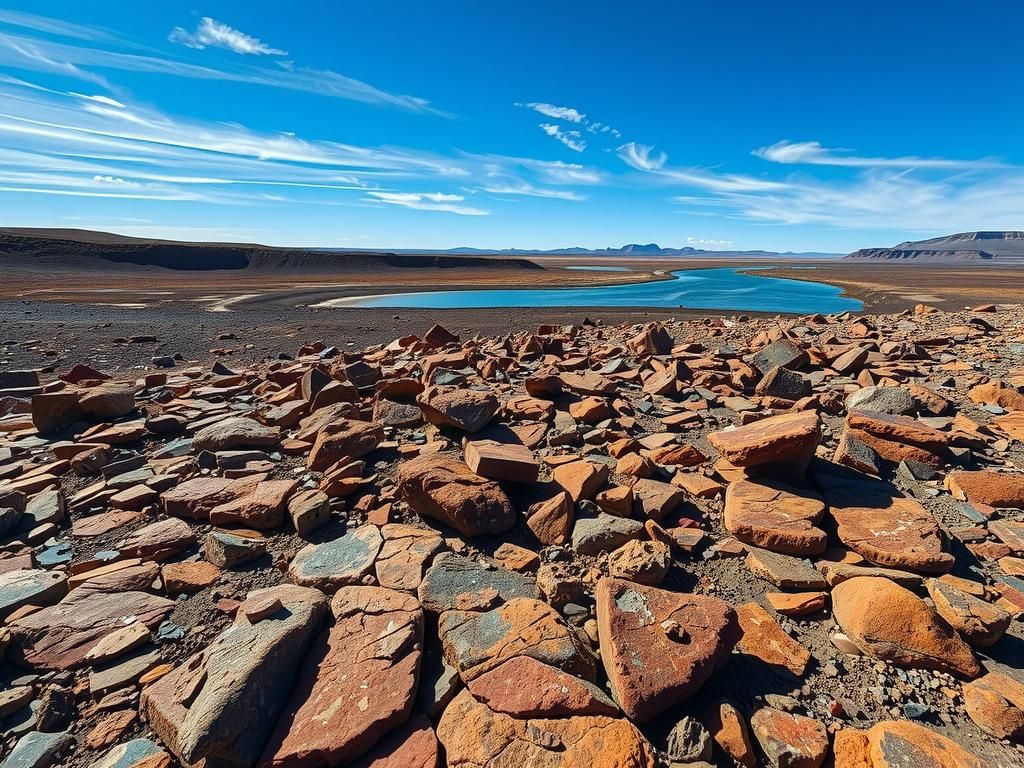 Colorful Rocks and River Landscape