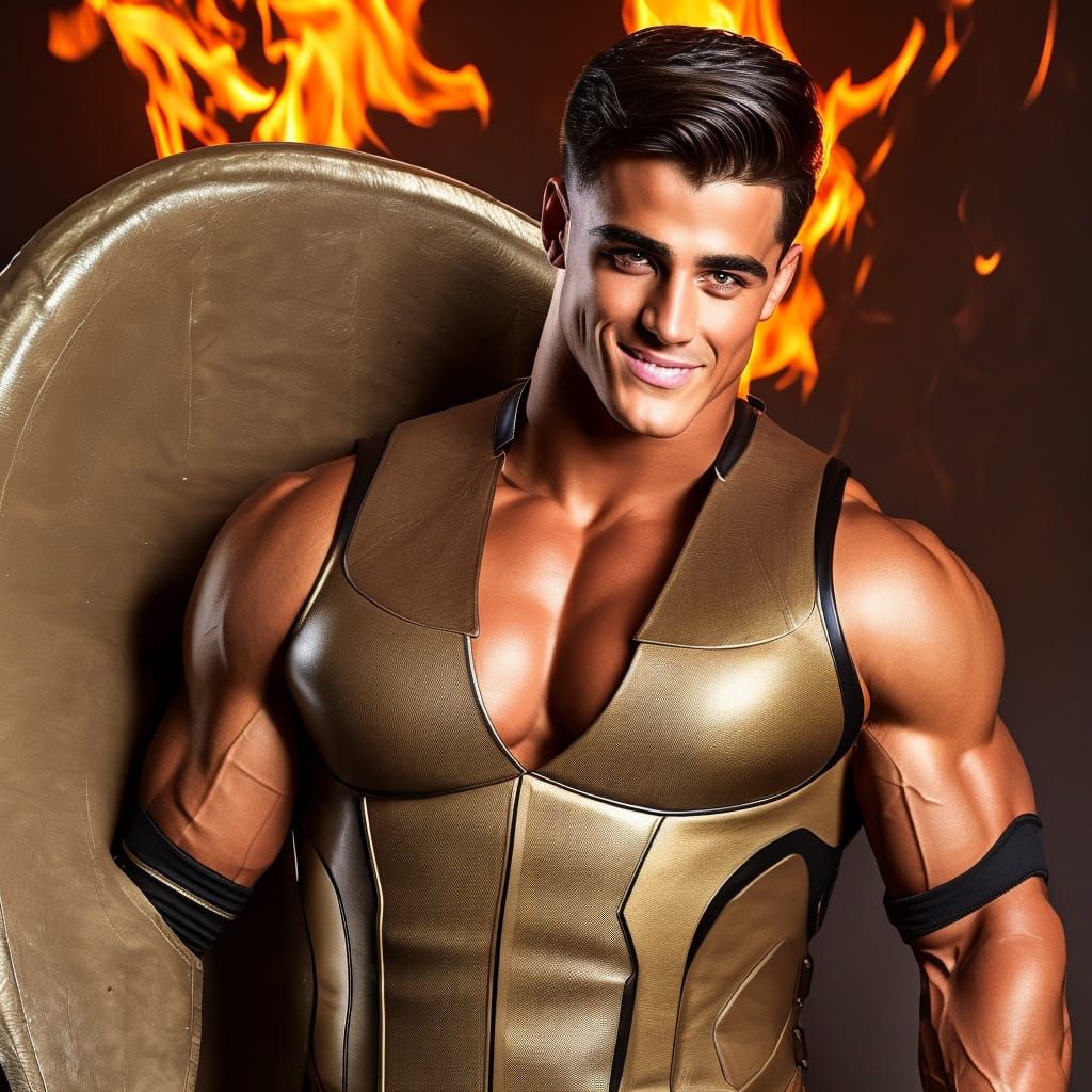 Blond Warrior in Hellish Landscape with Dynamic Lighting