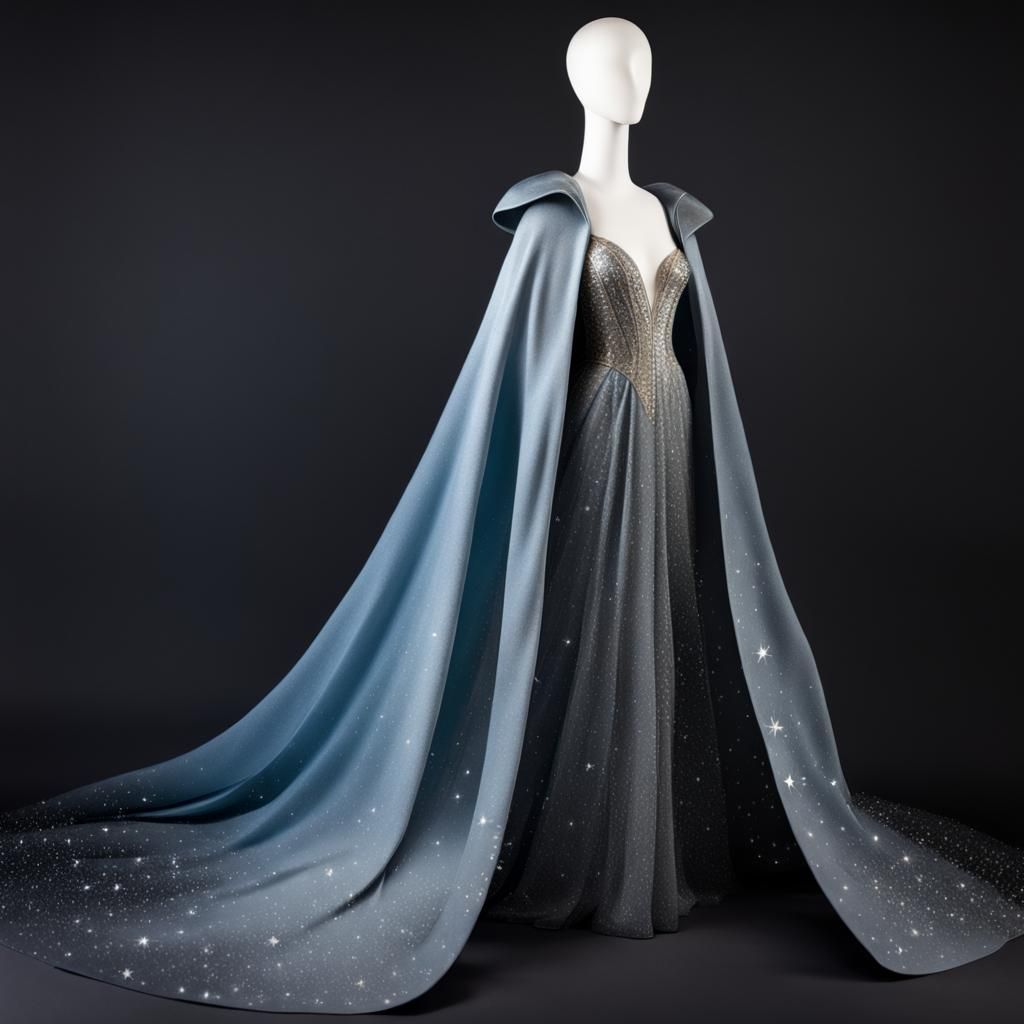 Ethereal Moon-Inspired Queen's Gown on Mannequin