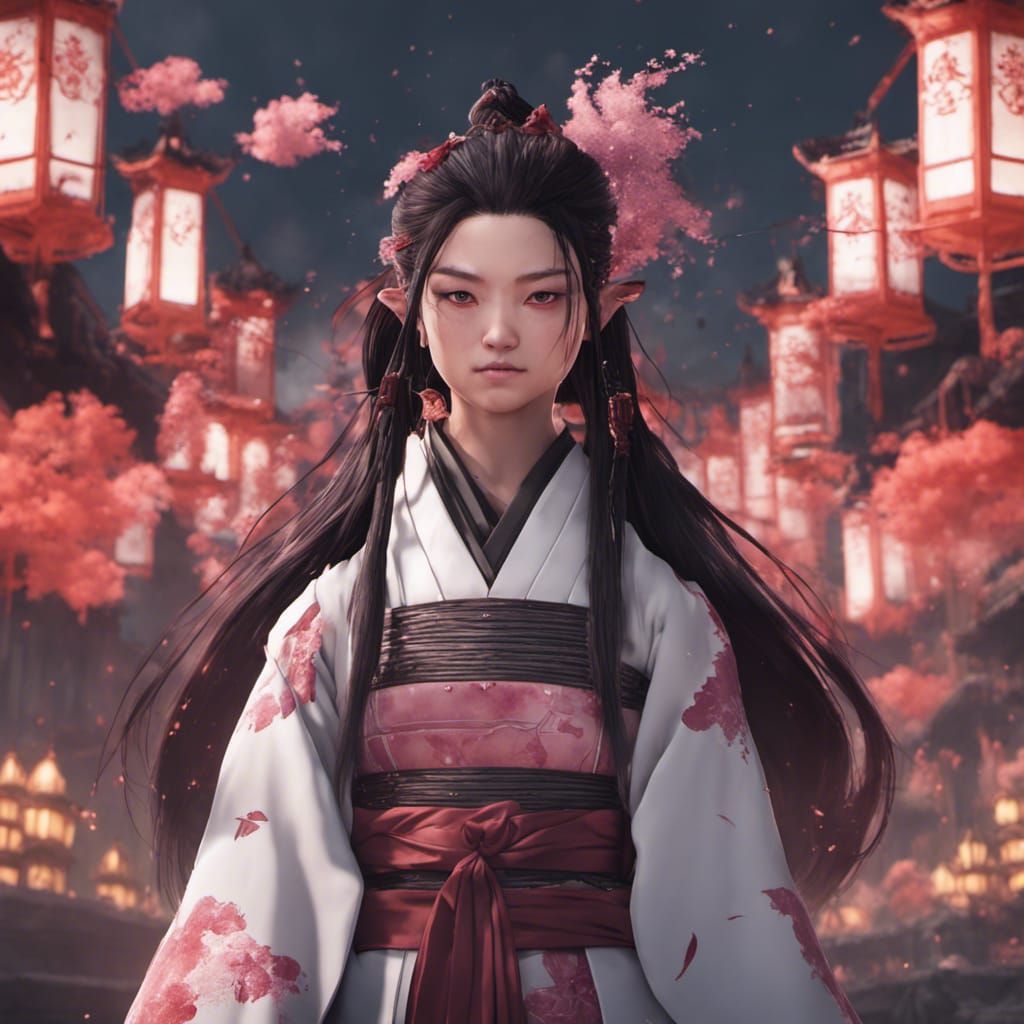 Detailed Matte Painting of Nezuko in 8K