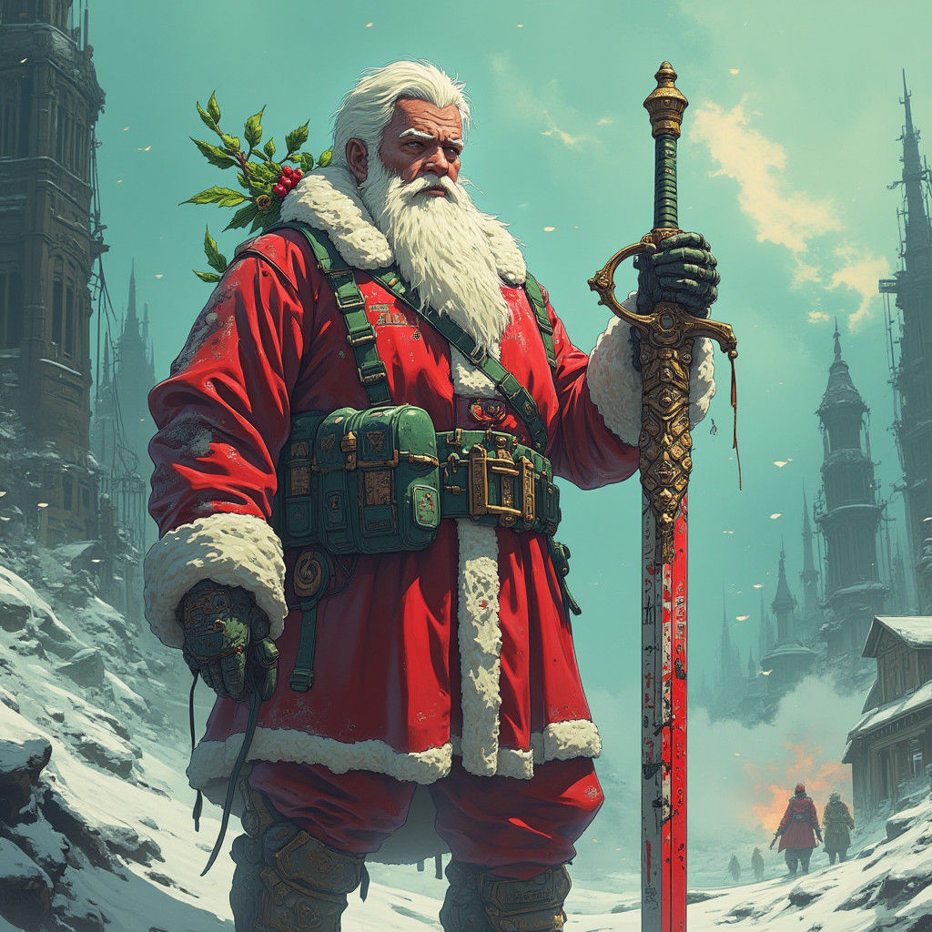 War-Torn Santa Claus in Epic Concept Art Style