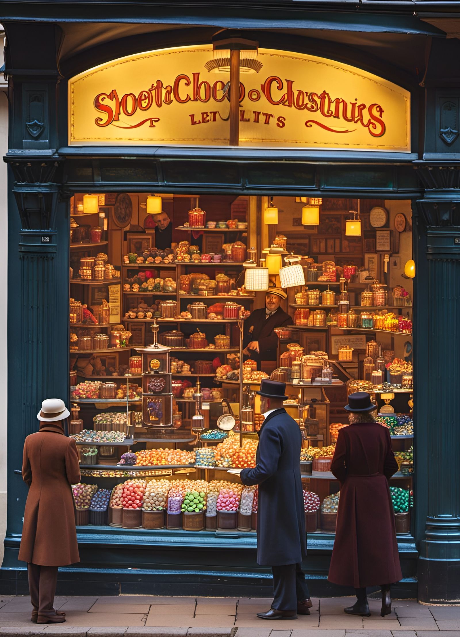 Victorian Sweet Shop with Gas Lamps in CGI