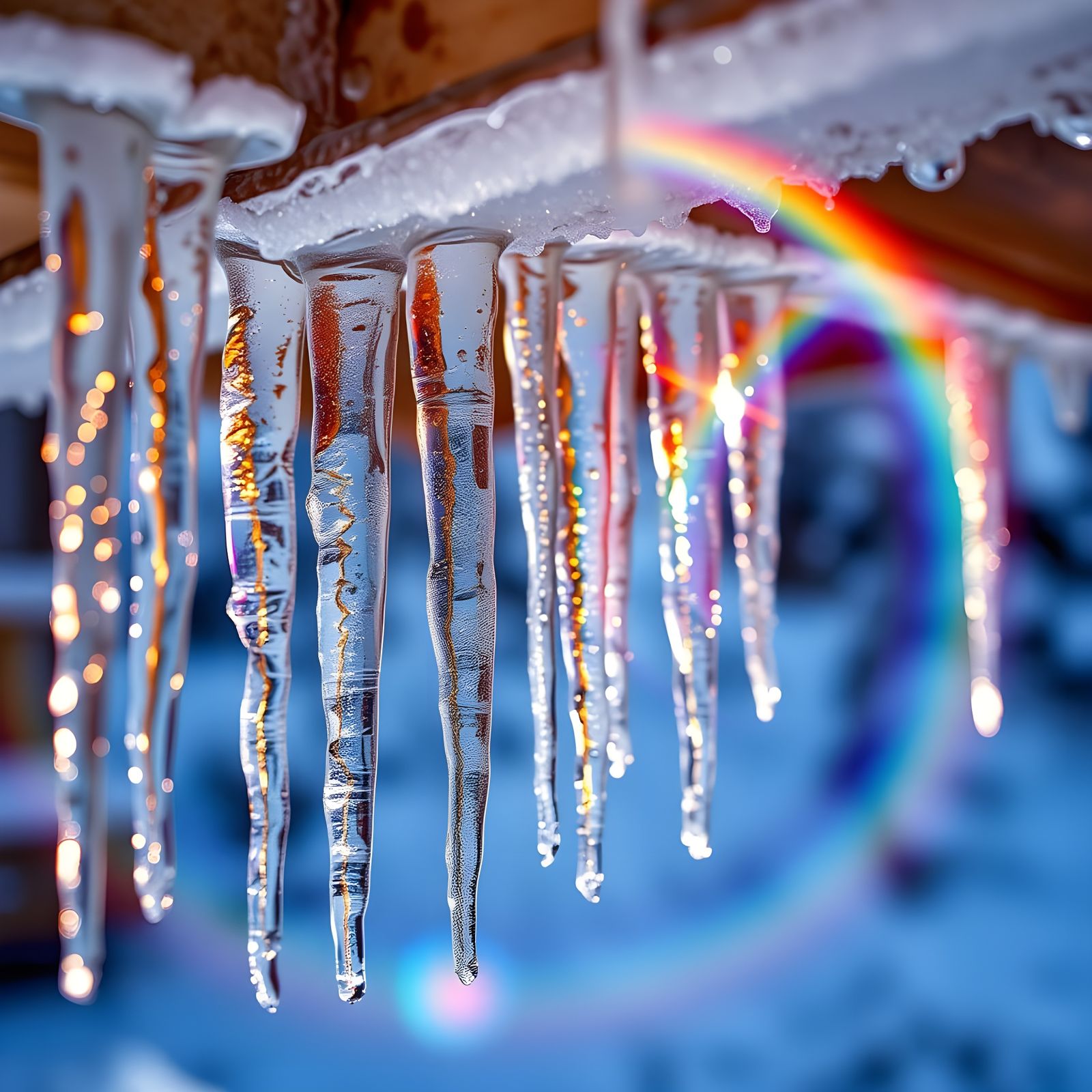 Rainbow Icicles with Unicorn Double Exposure