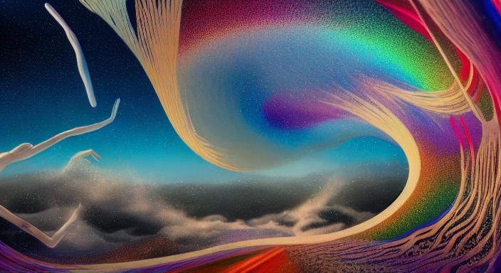 Surreal Figure Walking in Space: Octane Render