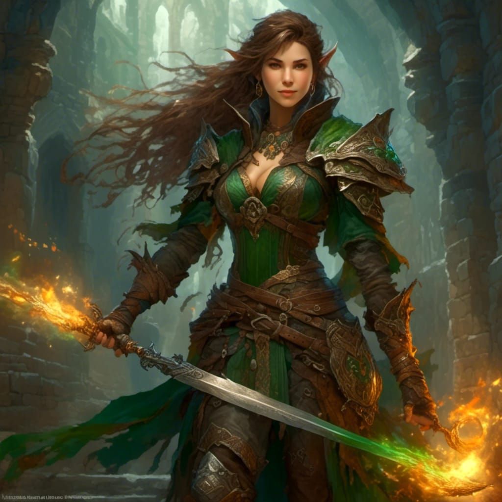 Joyful Elf Wizard Casting Flame Spell