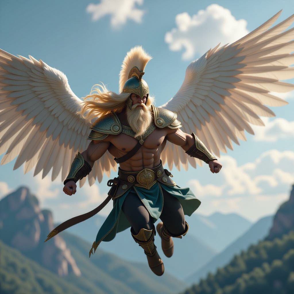 Angemon Serafín: Blonde Warrior in Sacred Helmet