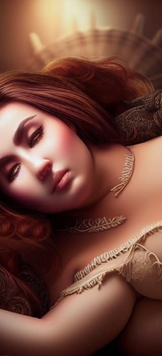 A photorealistic fat curvey beautiful girl sick in bed with corona Epic cinematic brilliant stunning intricate meticulou...