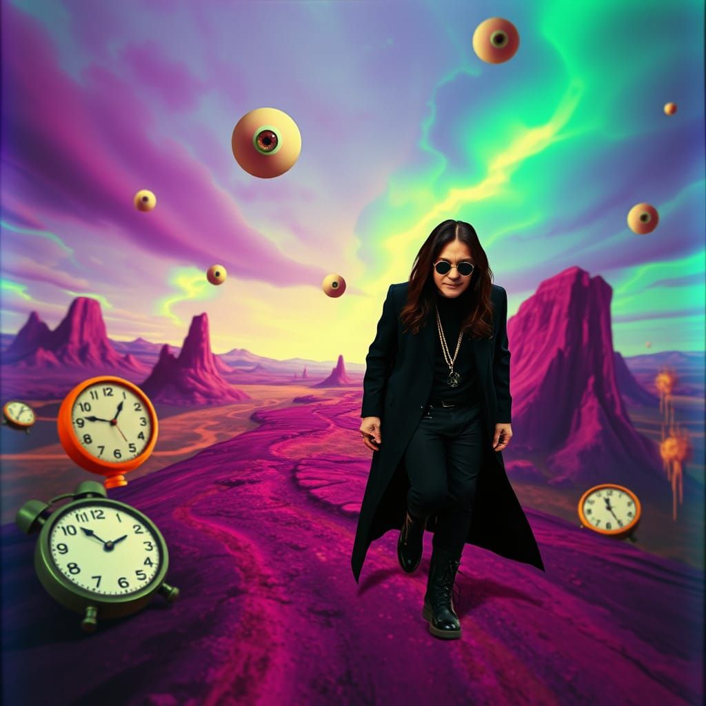 Ozzy Osbourne in a Dali-Inspired Surreal Wonderland