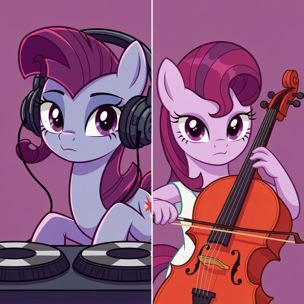 Vinyl Scratch and Octavia Split Image Illustration