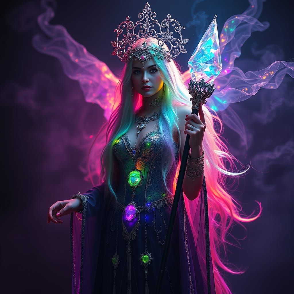 Ethereal Goddess Radiates Rainbow Energy