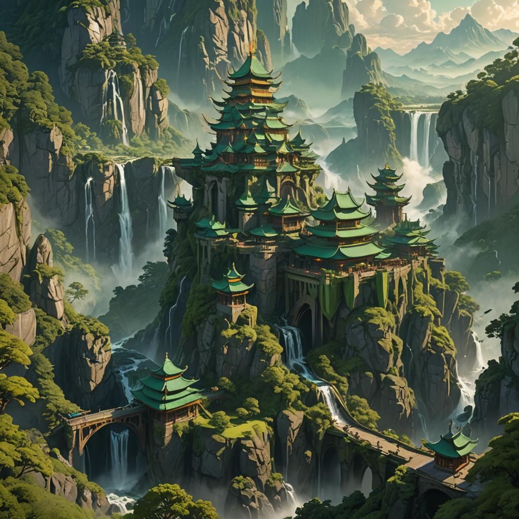 Dragon Warrior Kingdom on Mystical Mountain Range