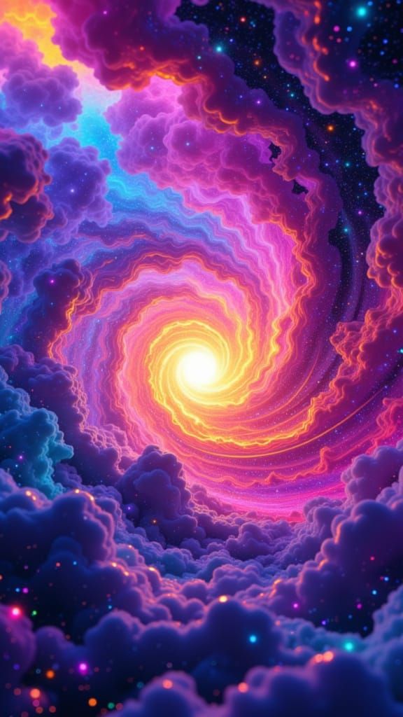 Abstract Vortex of Neon Colors and Light