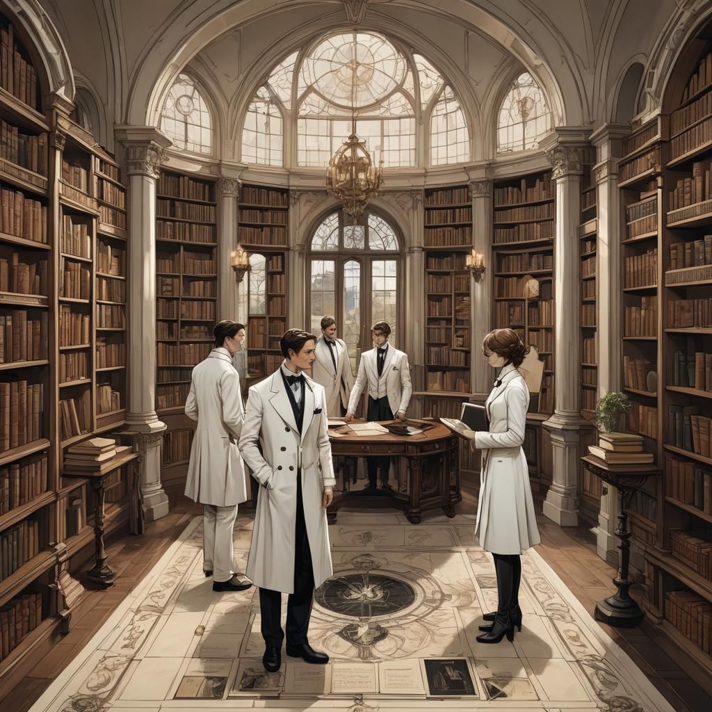 Game Card with Nobles in Gothic Mansion