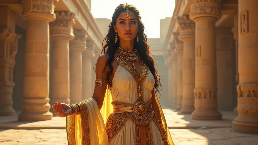 Babylonian Priestess in Ziggurat Temple, Fantasy Illustratio...