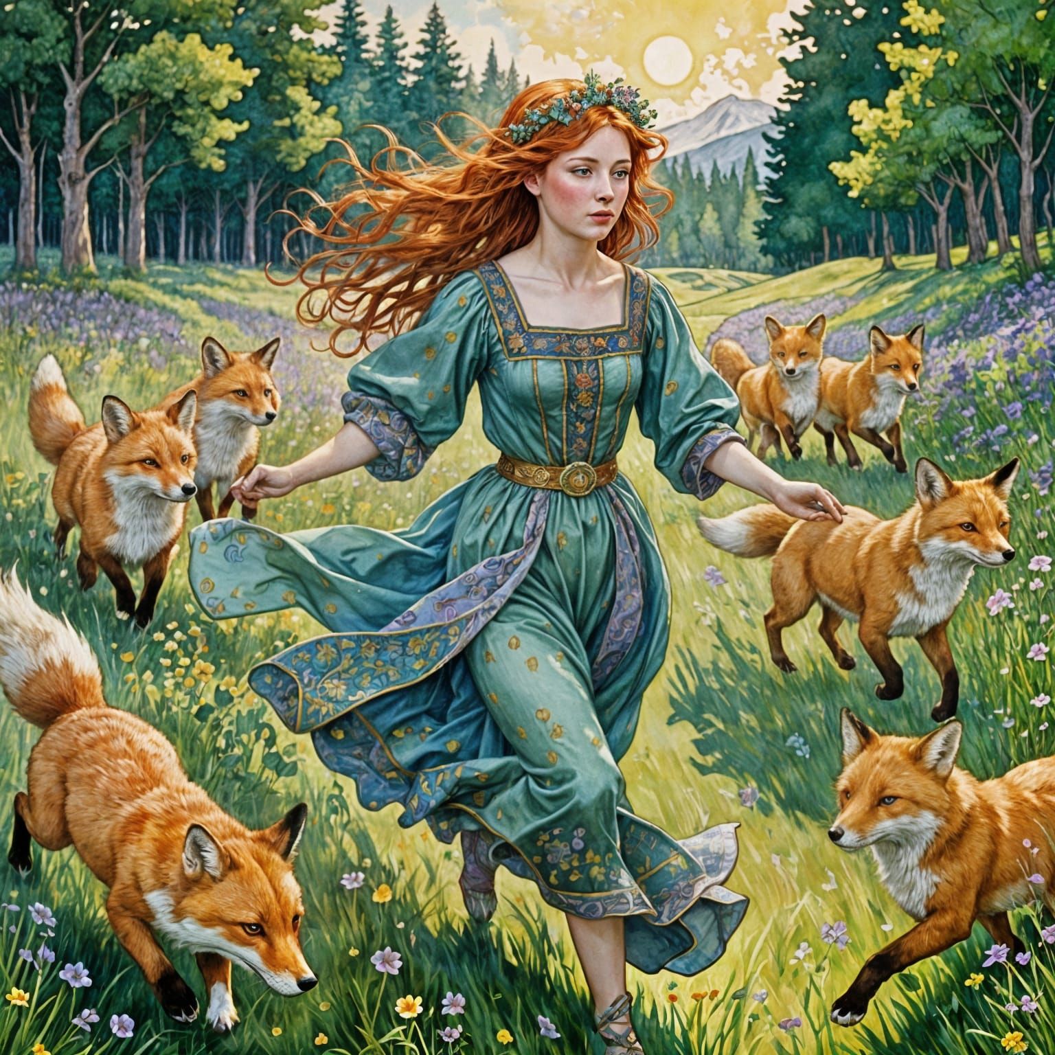 Gilded Summer Princess in Whimsical Watercolor