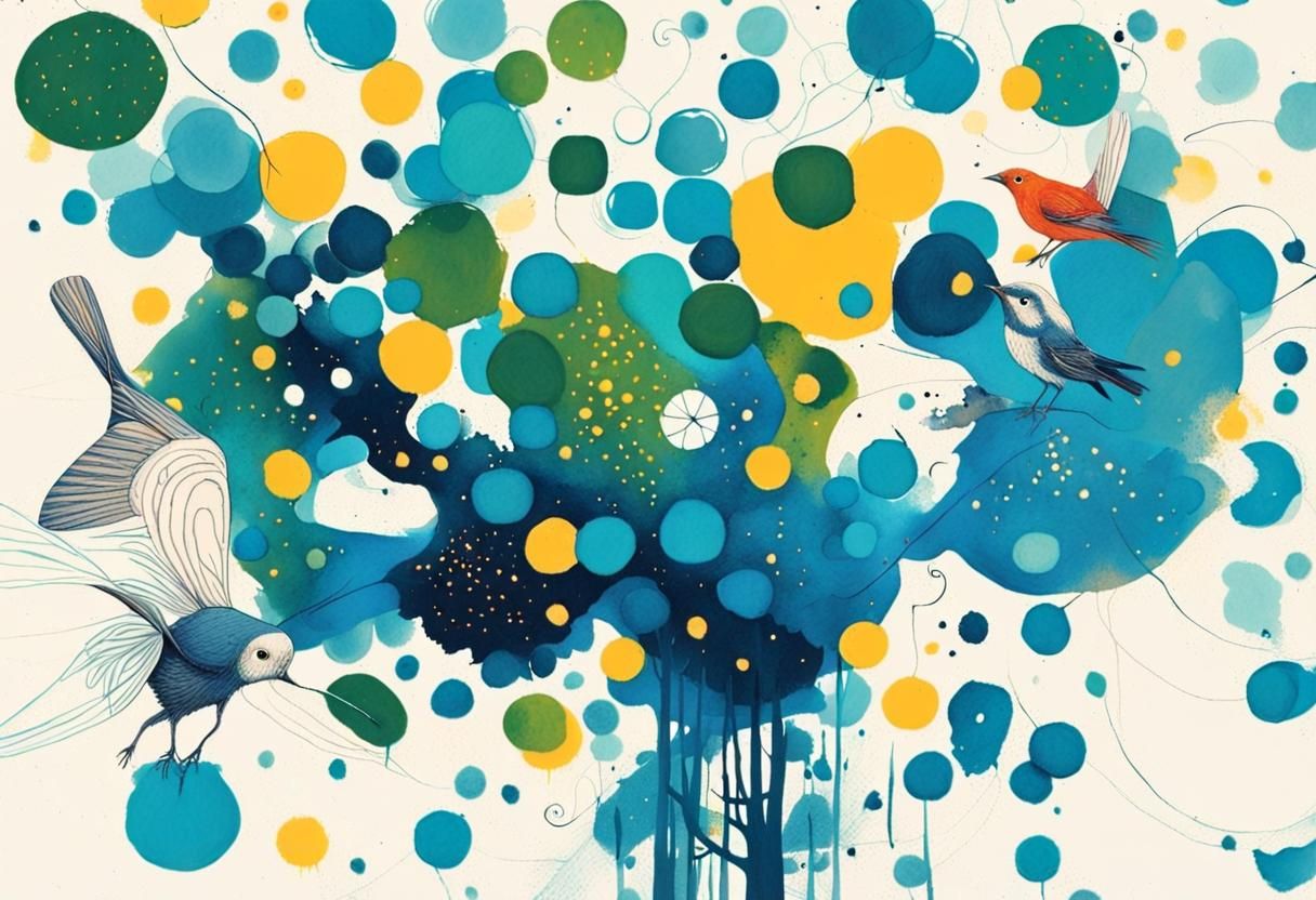 Whimsical Ink Splatters Transformed into Fantastical Creatur...