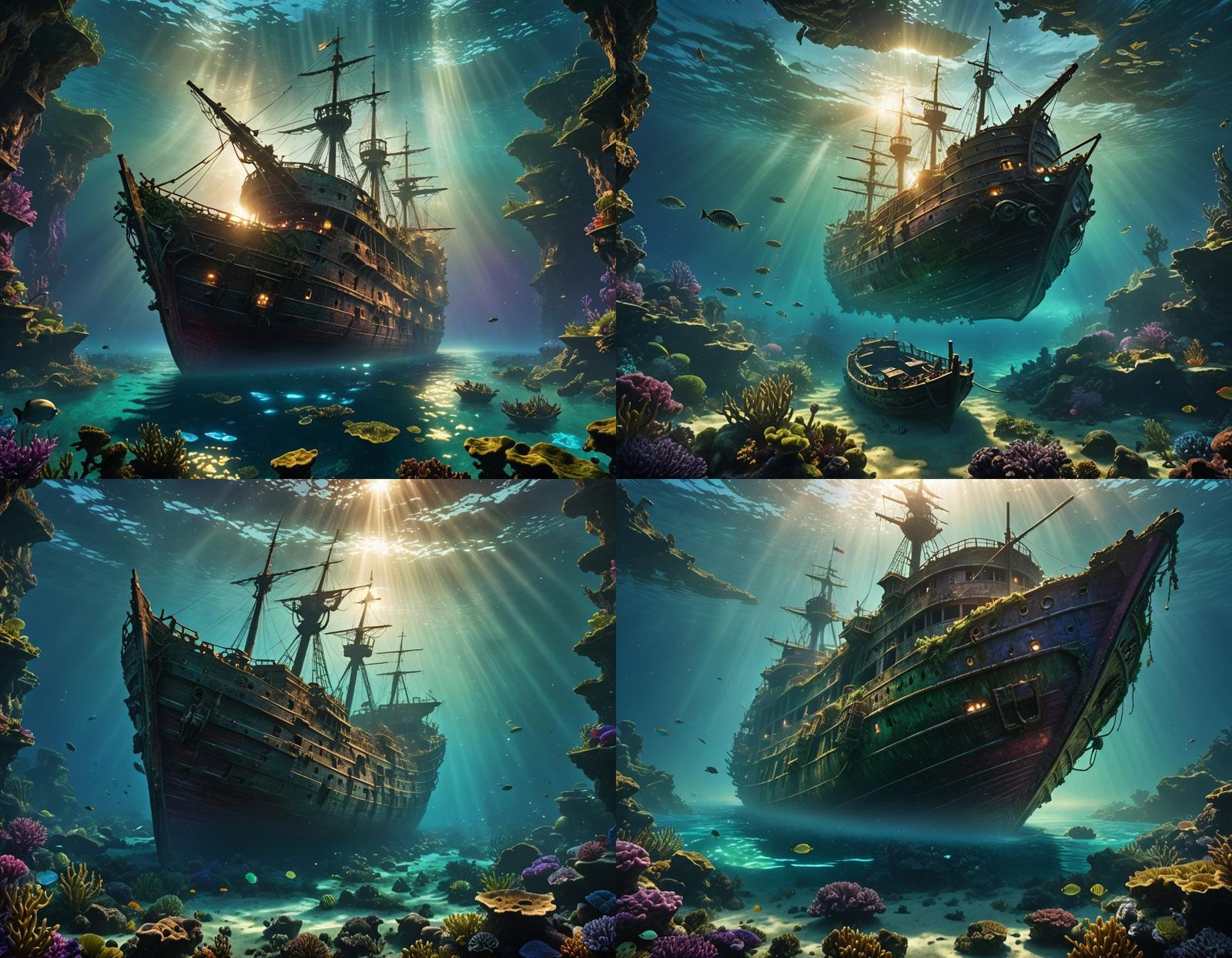 Enchanted Shipwreck in Sunlight: Digital Matte Painting