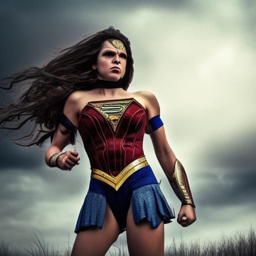 Cinematic Fantasy Landscape of Superwoman in HDR