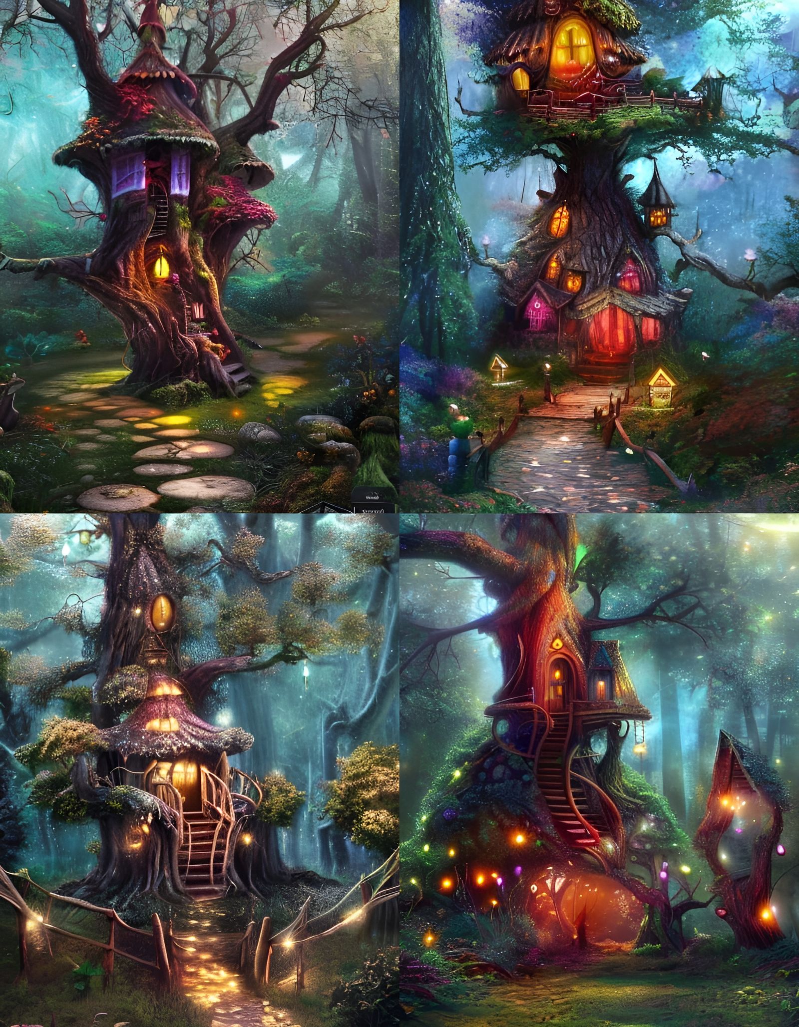 Whimsical Fairy Tree House in Forest Setting