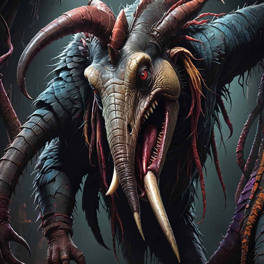 Anteater Horror Monster Portrait in Hyperrealism