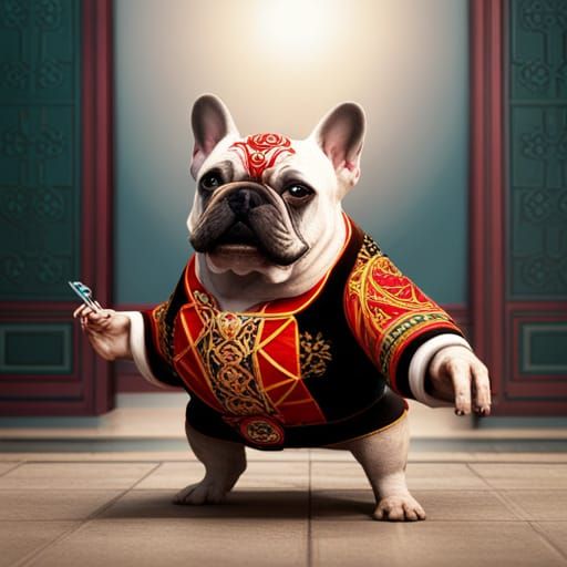 French Bulldog as Chinese Opera Star