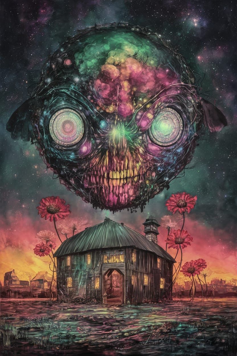 Surreal Astral Alien Holographic Flowers in a Cyberpunk-Insp...