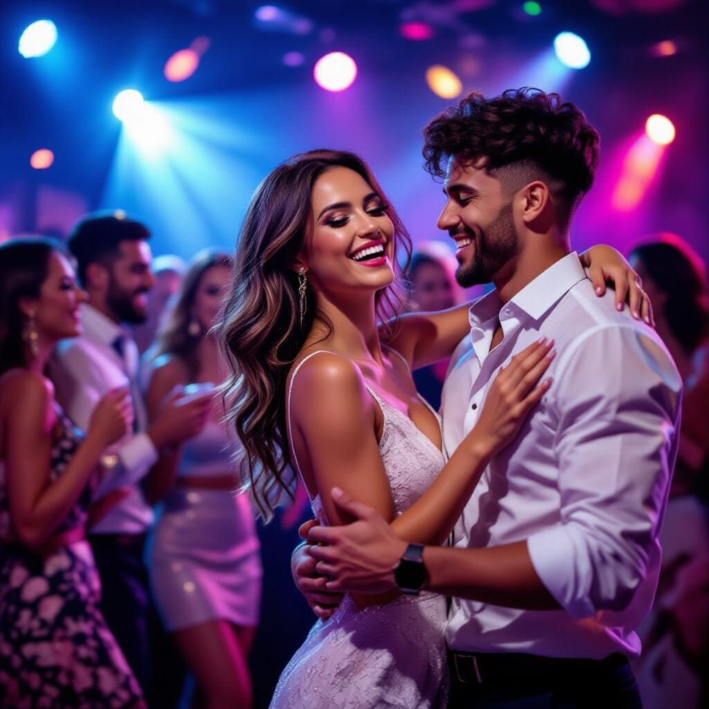 Young Woman Dancing with a Man in a Nightclub