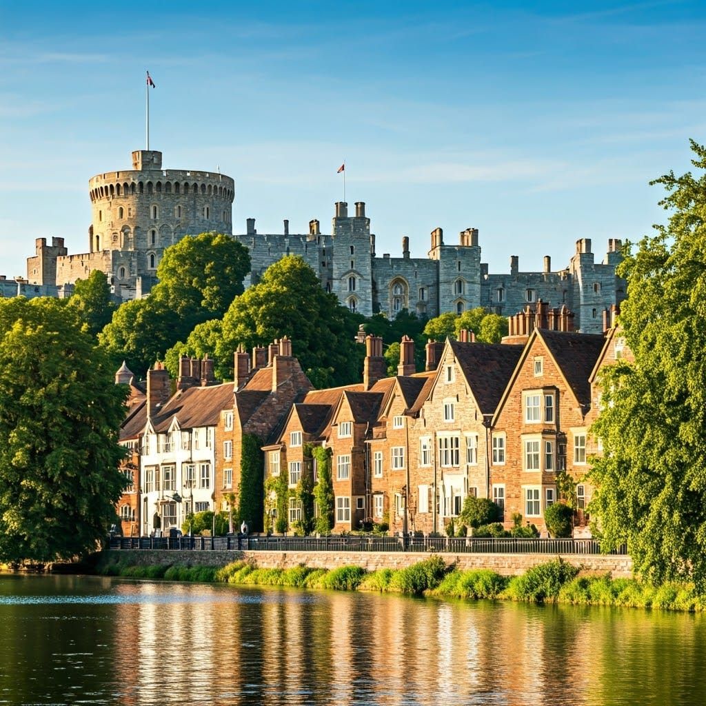 Windsor Castle and Town in Soft, Muted Landscape