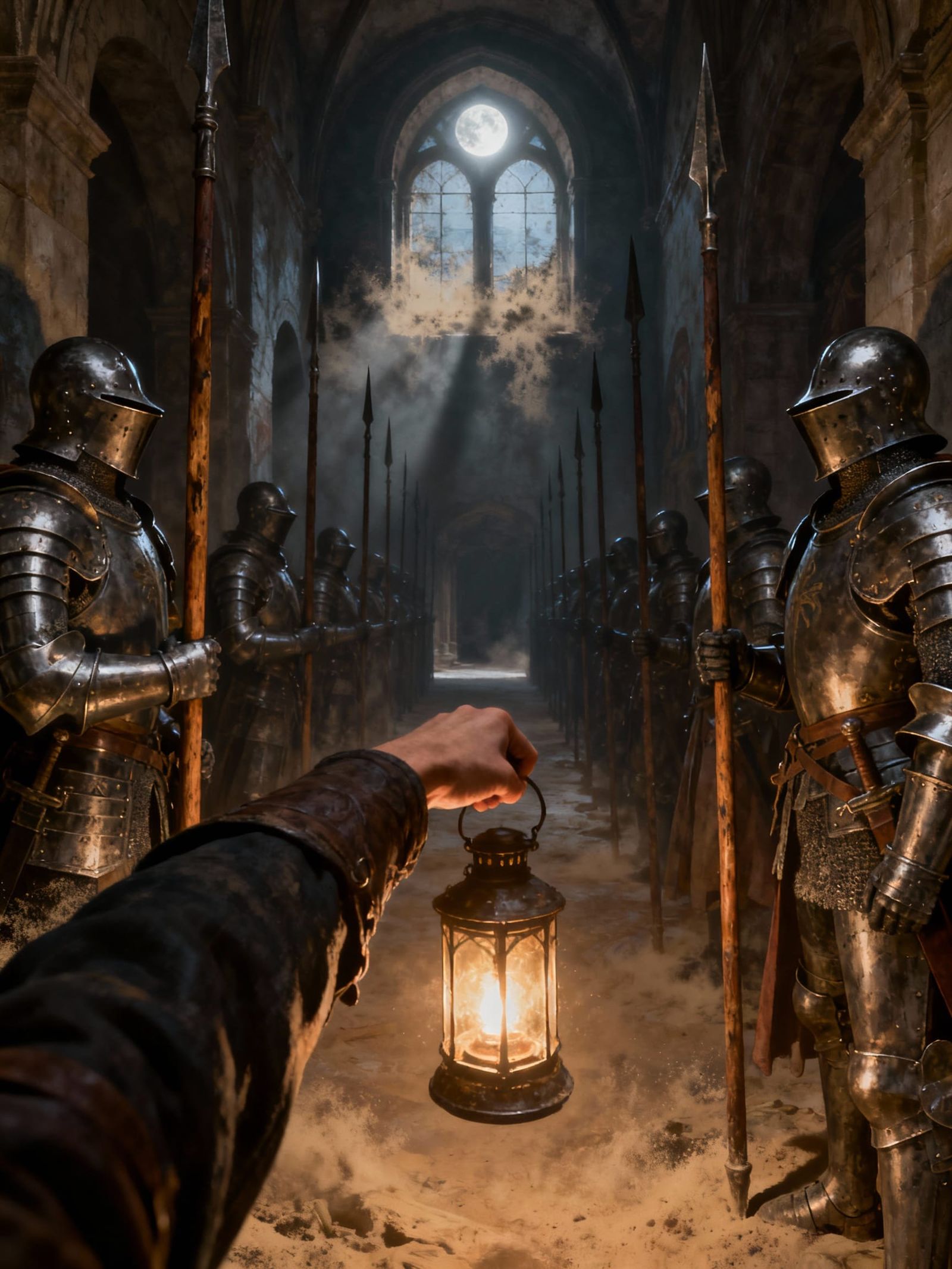 Lantern in Armored Hallway Concept Art