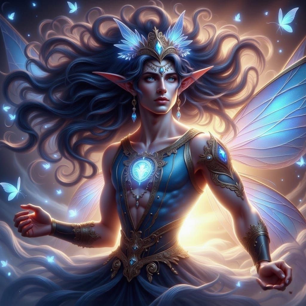 Detailed Close Up of a Male Fairy