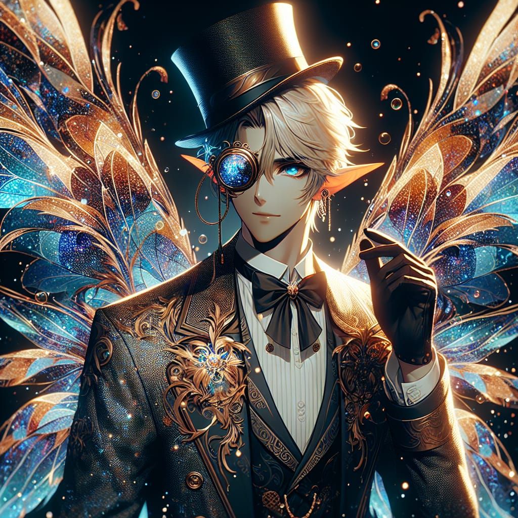 Handsome dapper male elvish fairy with a monocle, beautiful ...