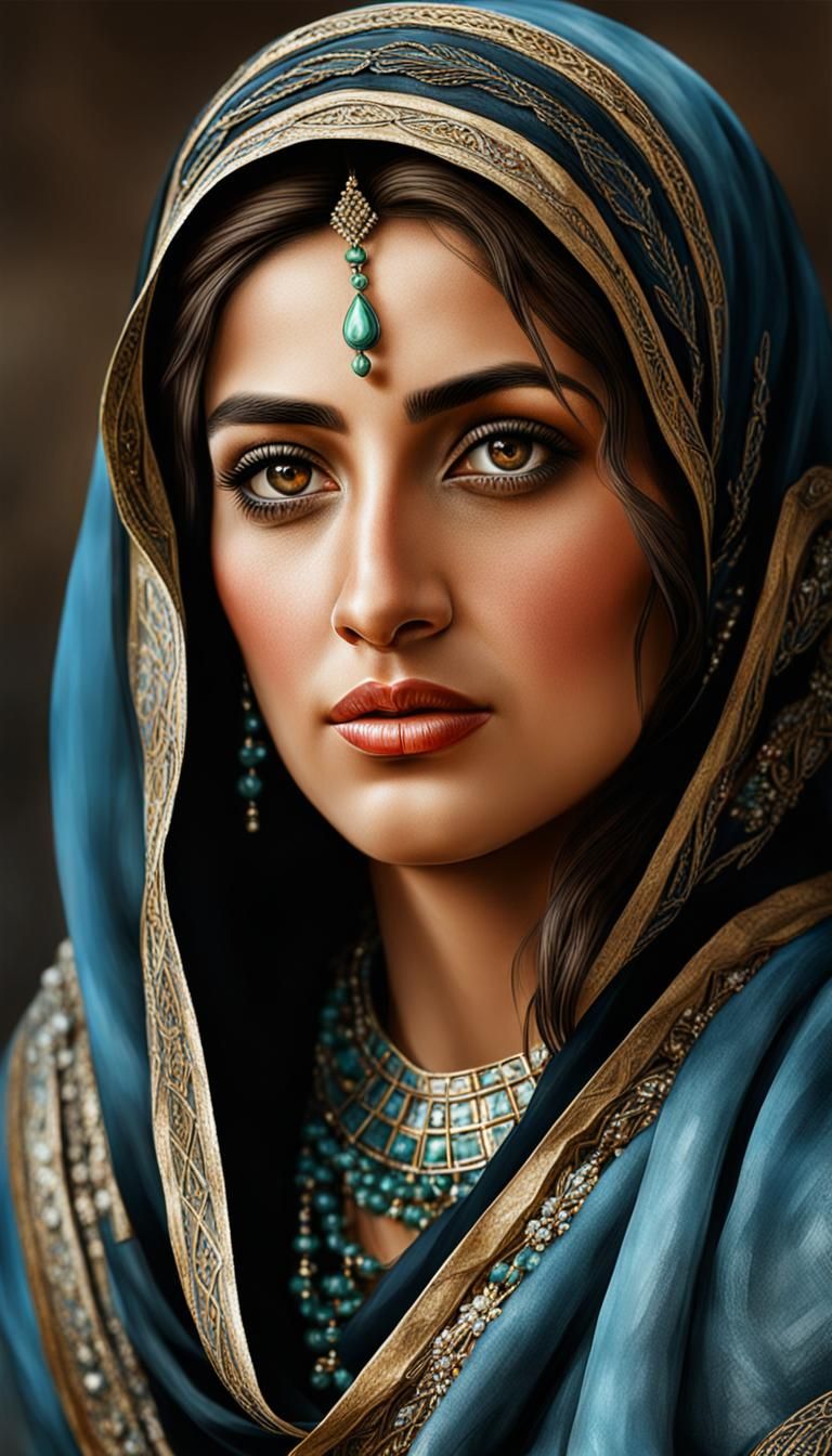 Hyperrealistic Portrait of a Beautiful Iraqi Woman