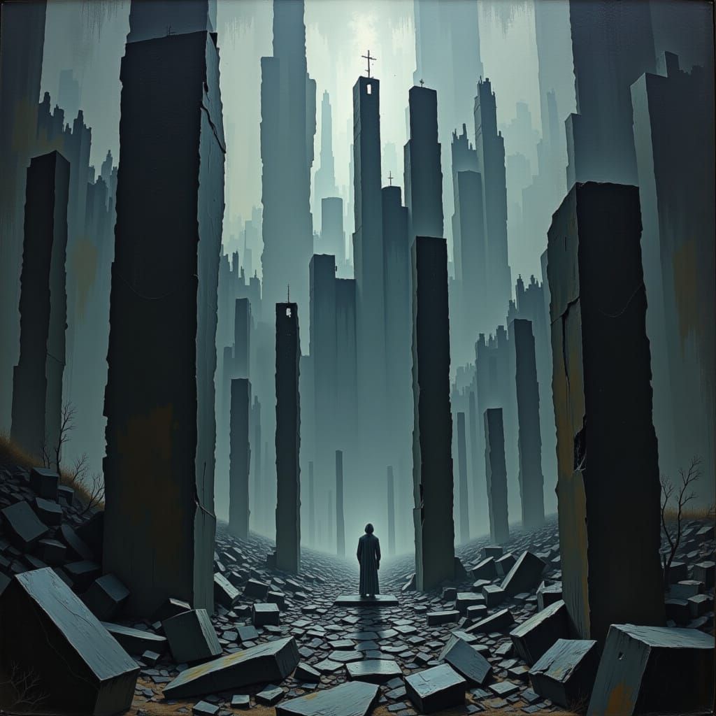 Gothic Surreal Ruin with Fractured Architecture