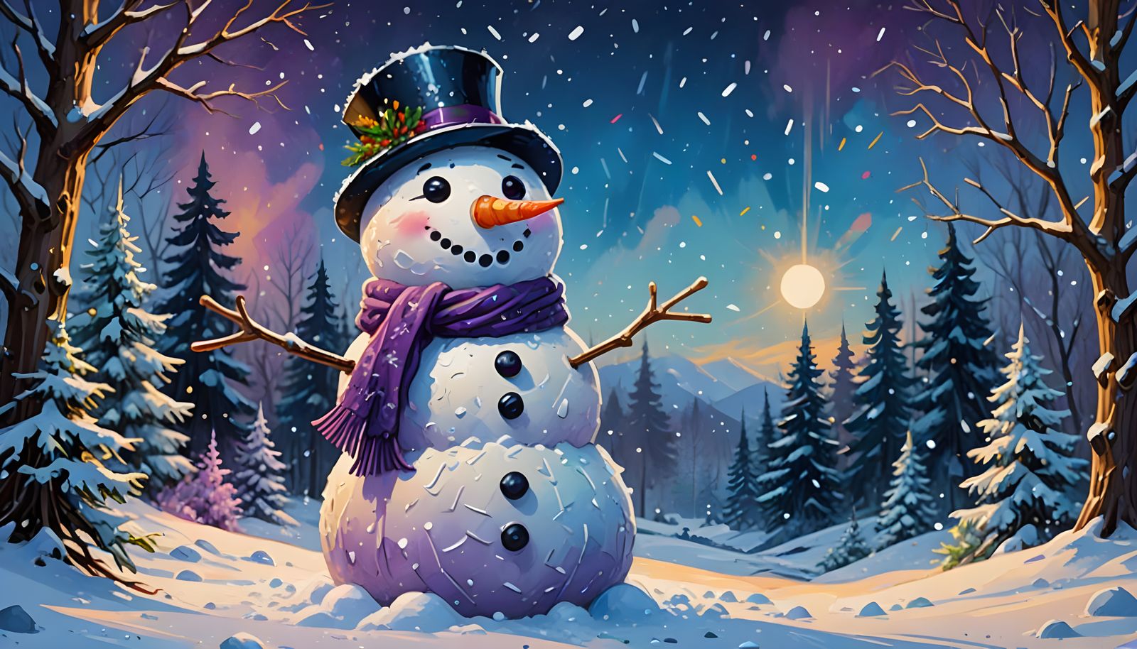 Fantasy Concept Art. Full View. A chibi snowman made of mess...