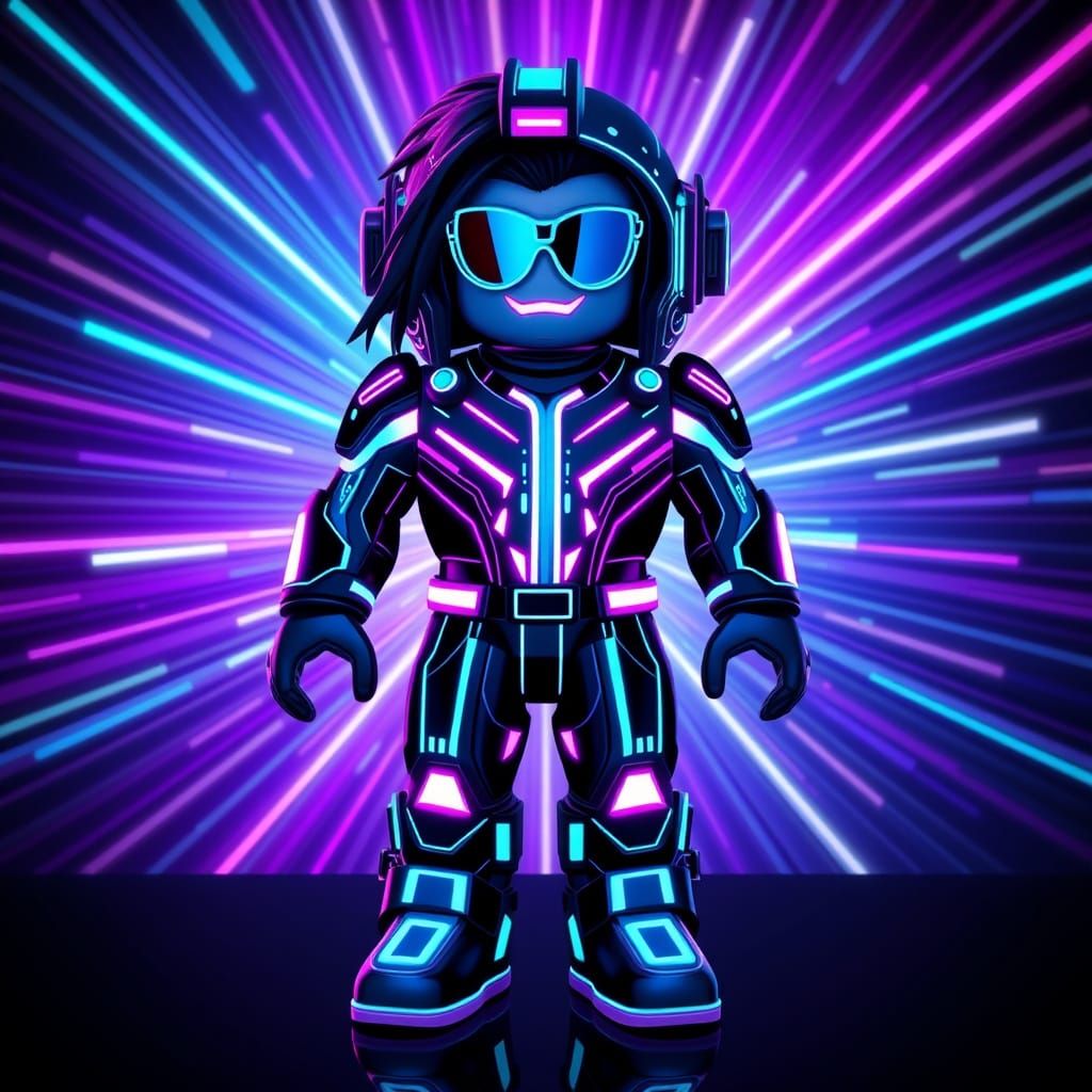 Glowing Neon Roblox Skin with Futuristic Details