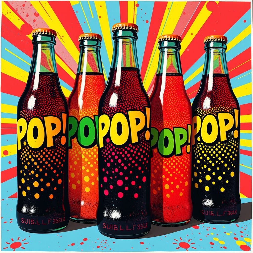 Bold Pop Art Glass Soda Bottle Collection with Multicolored ...