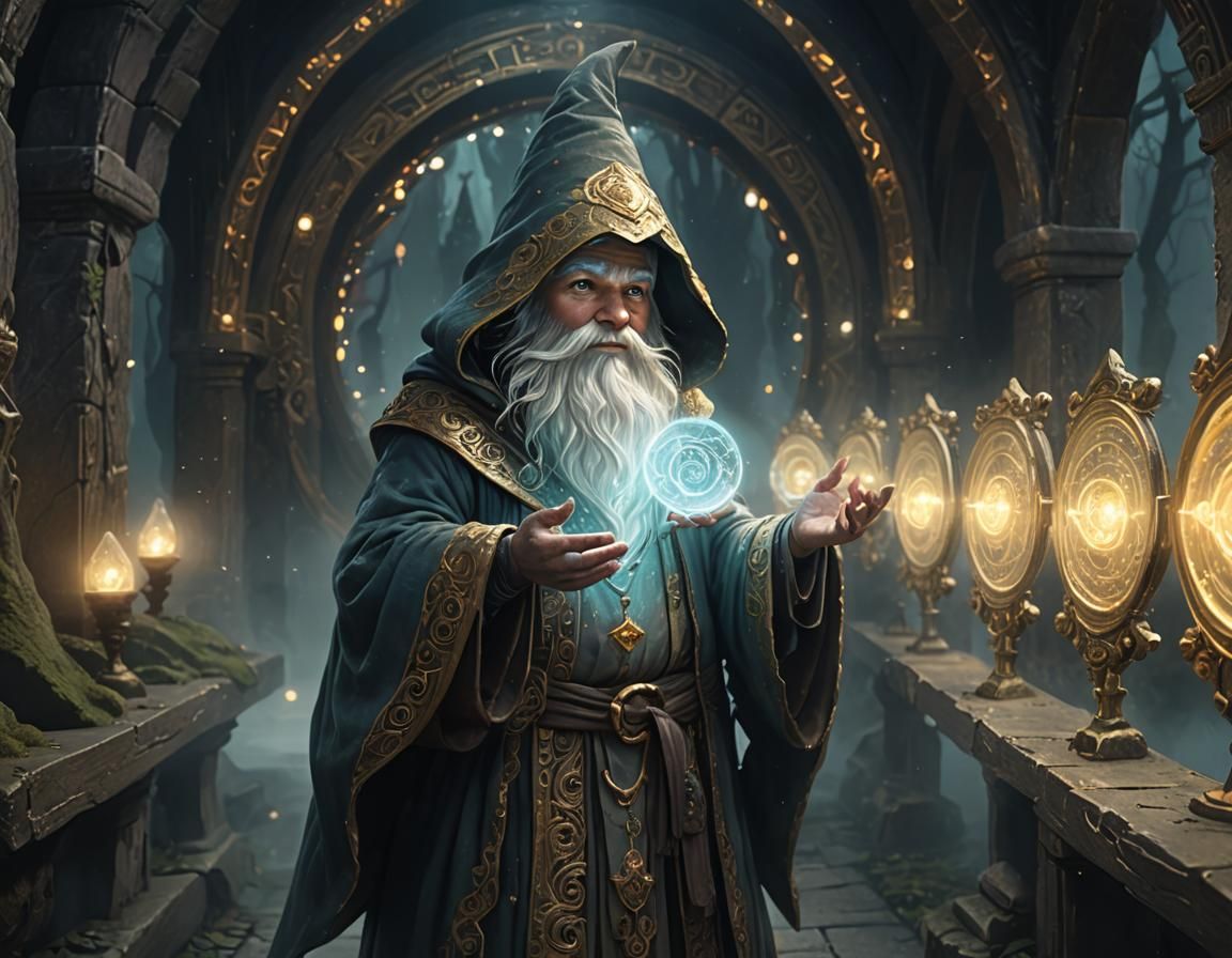 Gnome Guide Steps Between Dimensional Portals