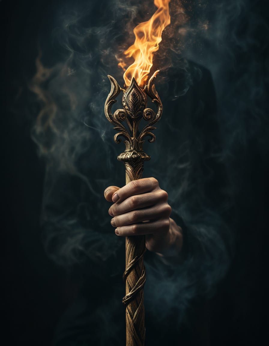 Sensual Tarot Card Ace of Wands in Moody Studio Lighting