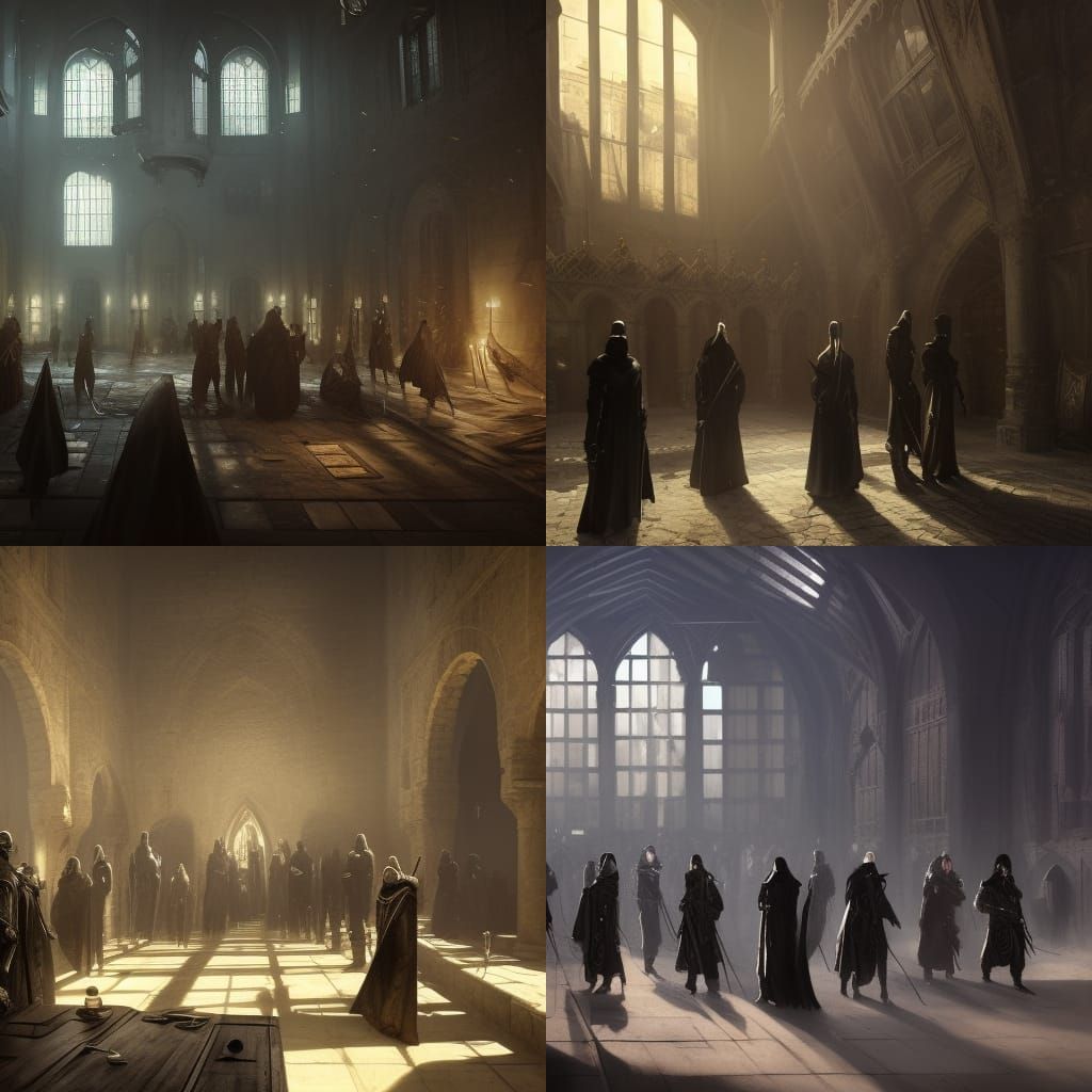 Medieval Assassins Guild Interior in Hyperdetailed Concept A...