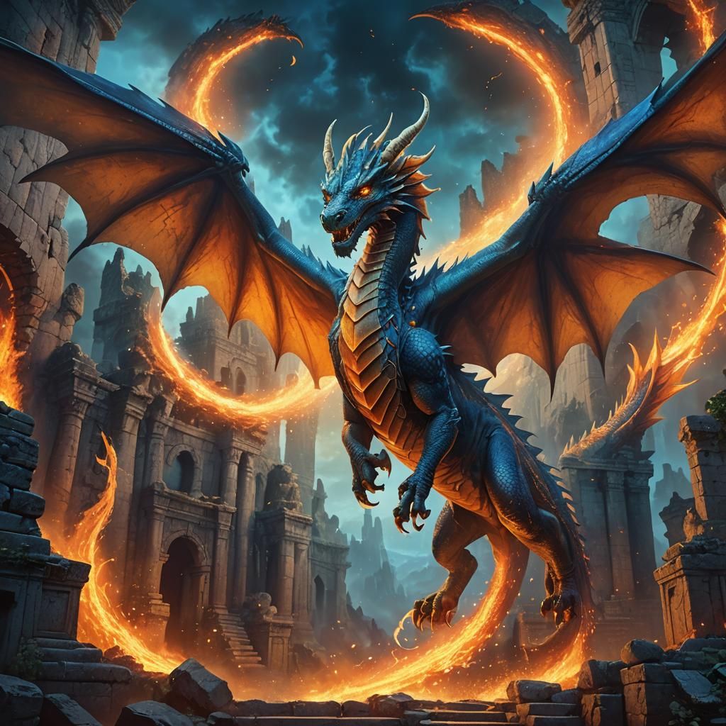 Dragon Wings of Fire in Mystical Realm