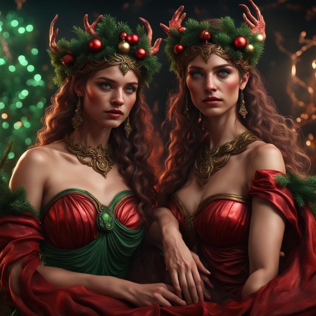 Christmas Sirens from Greek Mythology in Detailed Digital Ar...