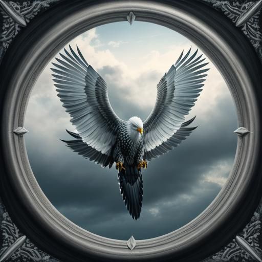 Hawk Soaring Through Cloudy Sky: Digital Matte Painting