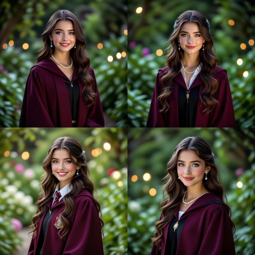 Magical Hogwarts Student Portrait in Moonlight