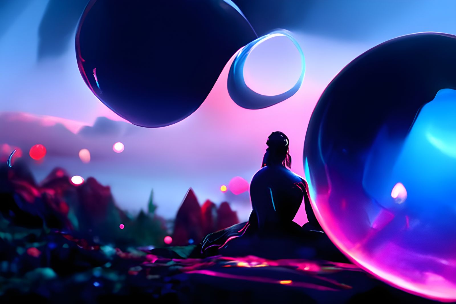 Celestial Garden Digital Painting with Ethereal Aura