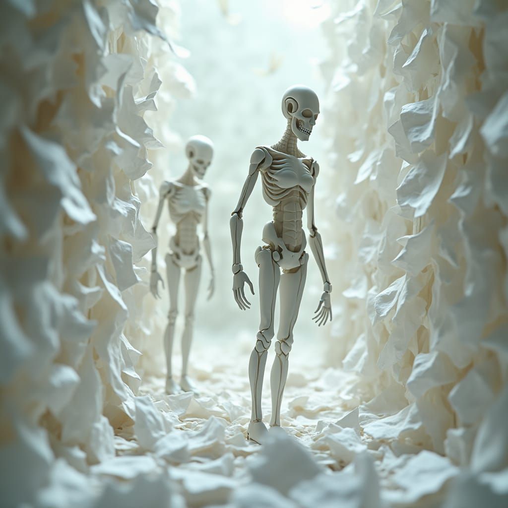 Ethereal Undead Souls in Papercraft Realm